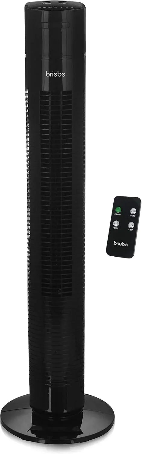Ventilateur, 80cm, briebe TFN123015, minuteur, 3 vitesses, oscillation, noir, Oscillation 70º, Minuterie Jusqu'à 7,5 Heures