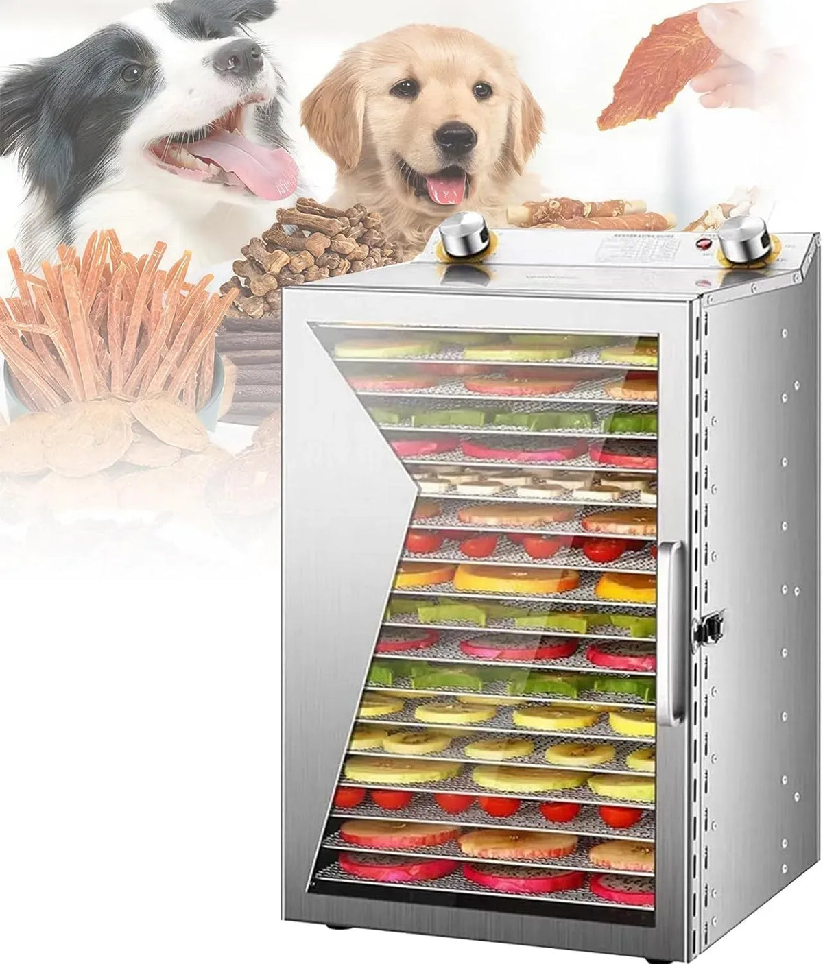 18Layer IdéAl Pour La Viande SéChéE, Minuterie Et ContrôLe De La TempéRature, pour DéShydrateur Alimentaire Professionnel Avec Plateaux En Acier