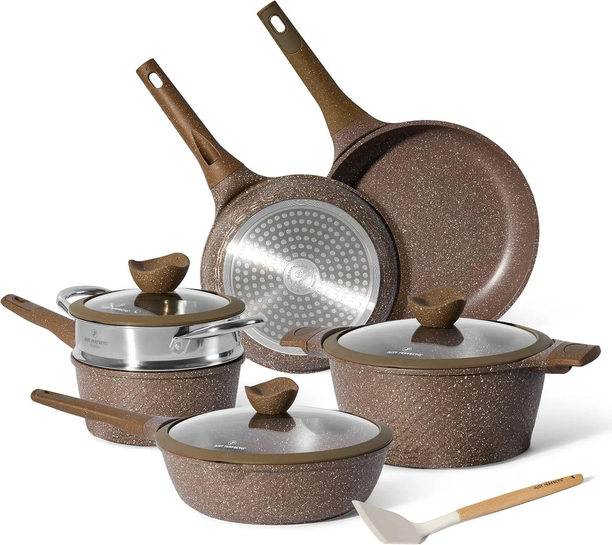 JL-26 Batterie, batterie de casseroles et poêles, amovible, 18 Pièces, noir, Cuisine 18 Pièces Manche Amovible JL-26