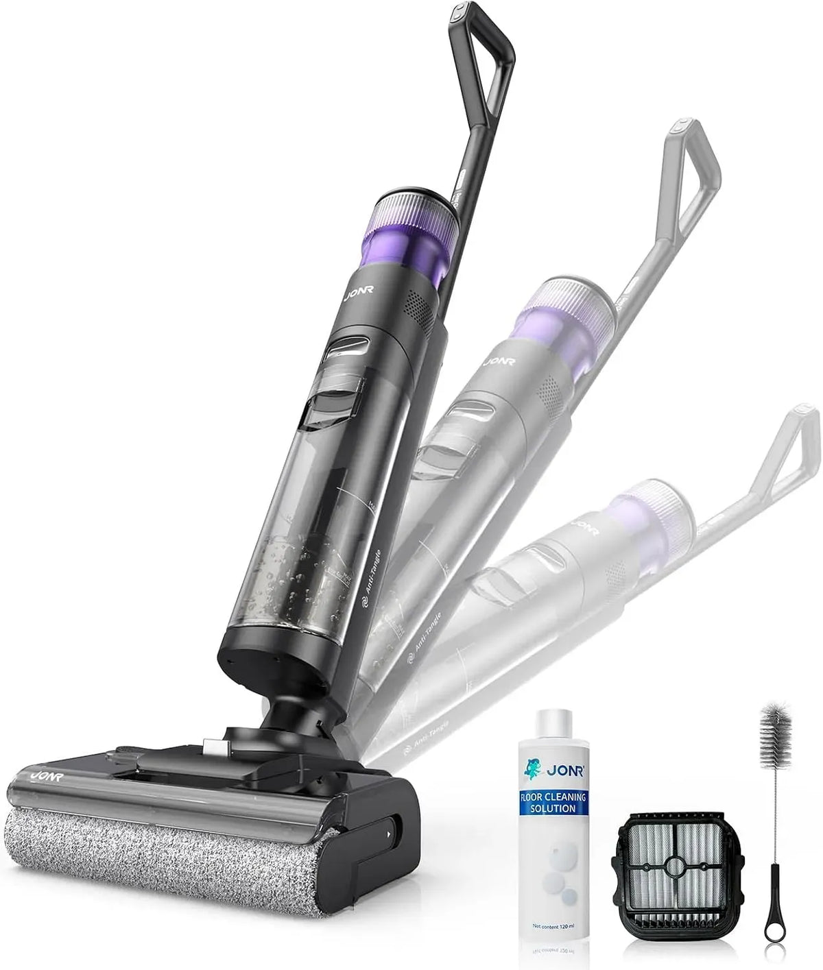 Aspirateur, JONR ED ED 12, écran LCD, Auto-Nettoyage 70 °C & Séchage Rapide 5 min des Sols, 17000 Pa Puissance d'Aspiration, Batterie 4000 mAh
