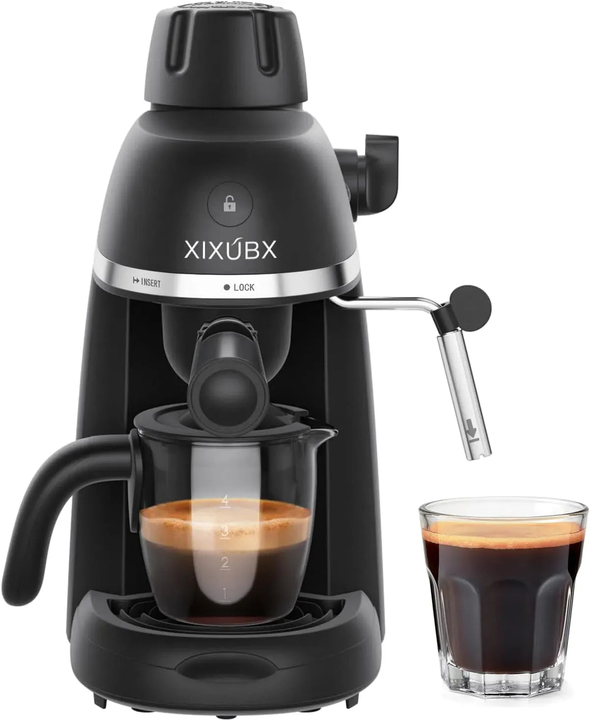 Cafetière électrique, 800 W, verrouillage, vapeur, noir, XIXUBX