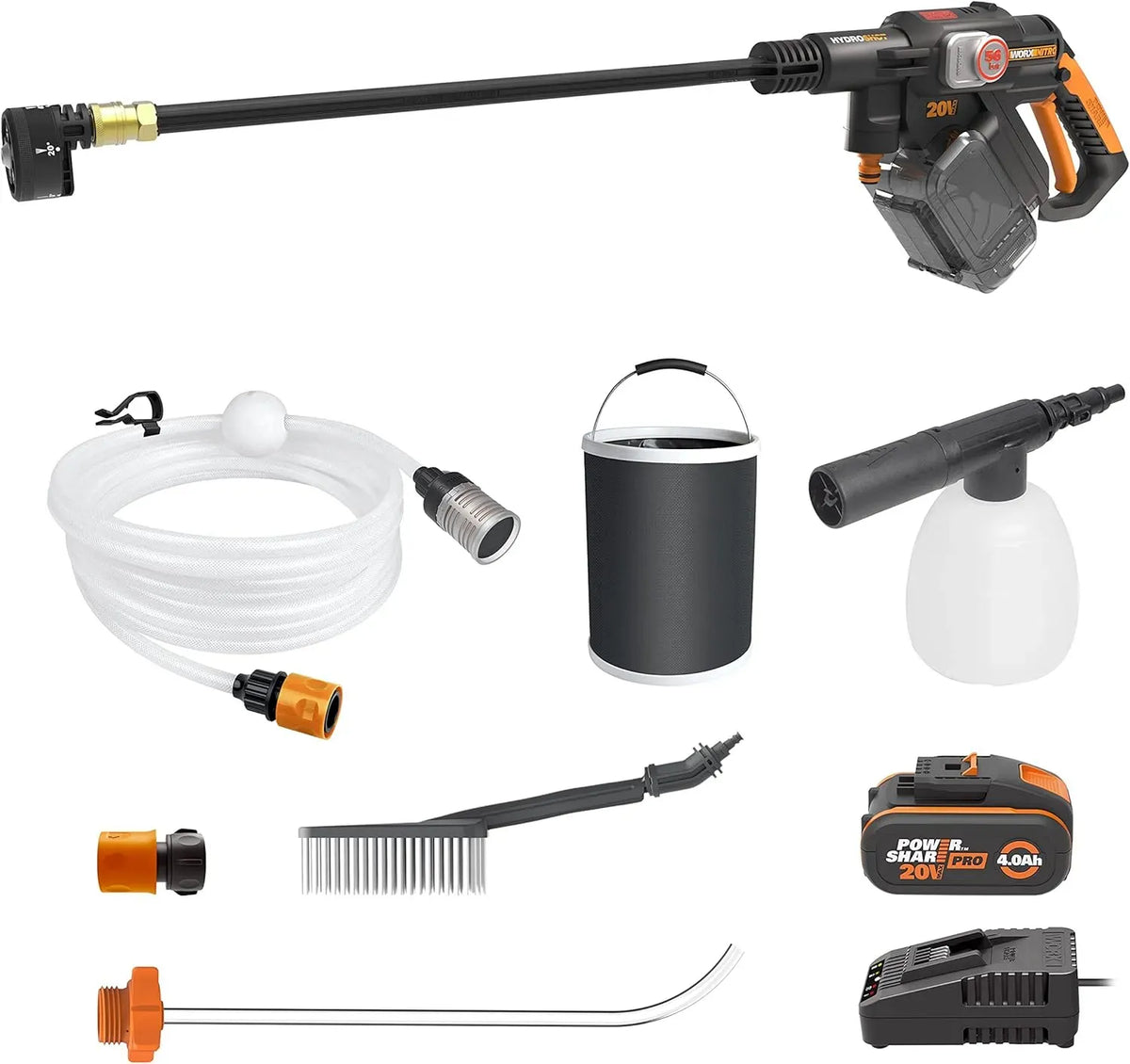 Nettoyeur haute pression, 20 V, WORX WG633E.1, batterie 4 Ah et chargeur inclus, Pression 56 bars, débit 220 l/h