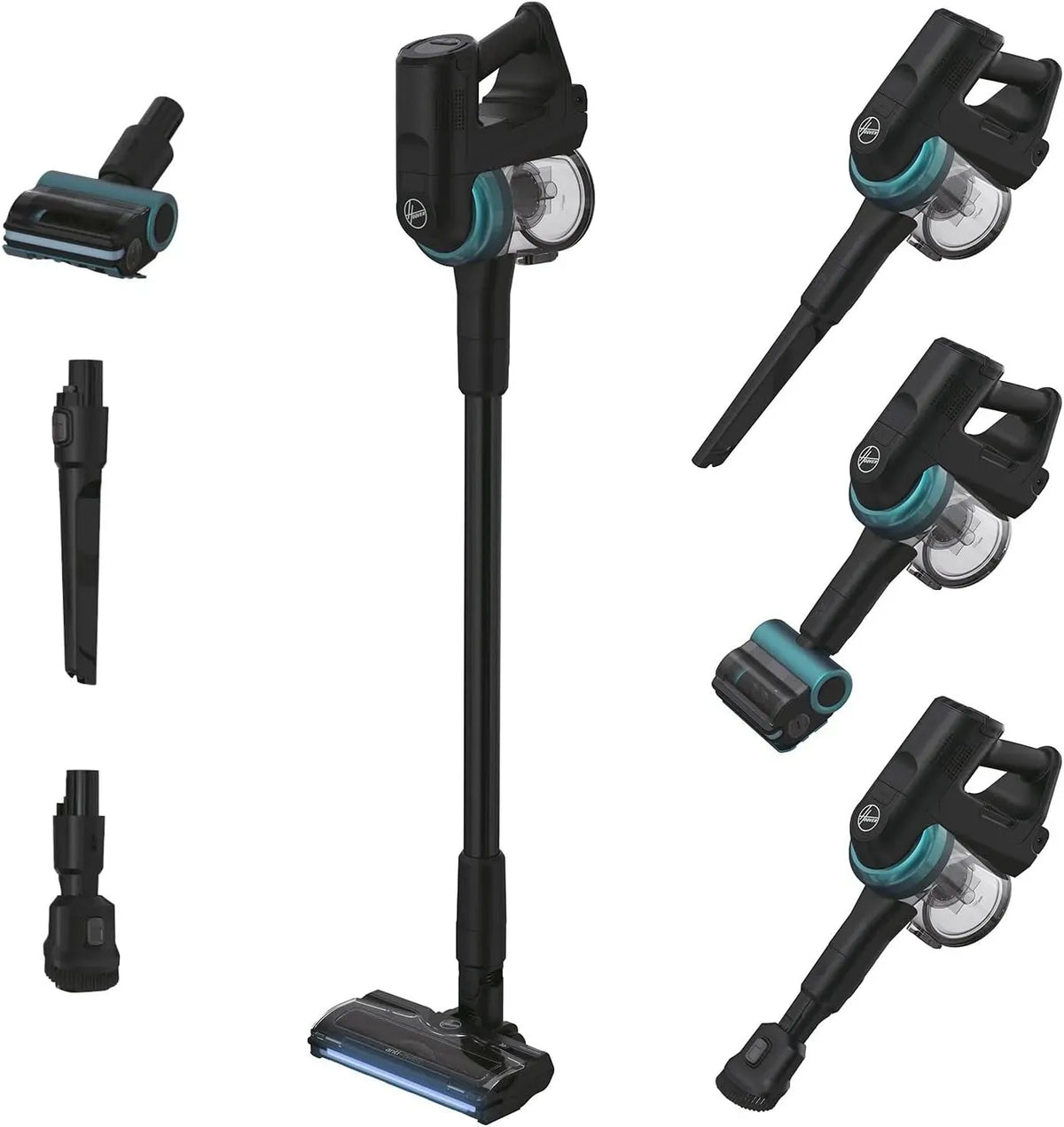 Hoover HF410P 42AW Aspirateur, éclairage LED, noir, Mini Turbobrosse LED Spécial Animaux, Brosse Anti-Twist avec éclairage LED