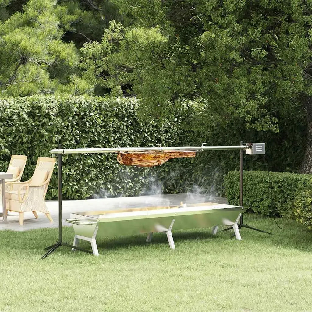 Barbecue, moteur, 207 x 45 x 83 cm, 40 kg, extérieur, camping, acier inoxydable, pour barbecue