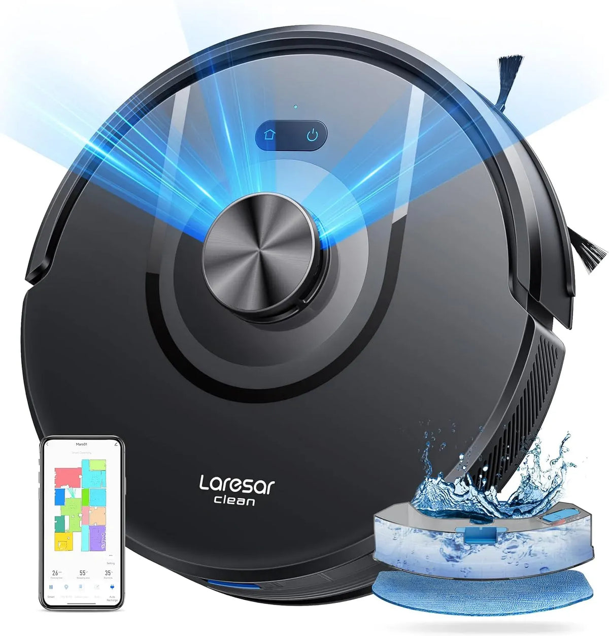 Robot aspirateur, Aspirateur 200Mins, Wi-Fi, 10000Pa Robot Navigation LiDAR Laveur, Commande Alexa/APP/WiFi