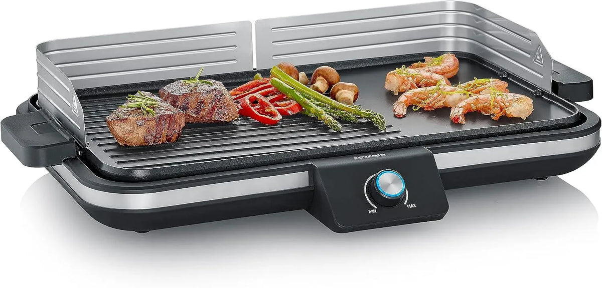 Severin PG 8564 Plaque de cuisson, 300 W, gril, revêtement antiadhésif, amovible, noir, Plancha réglable jusqu'à 230°C