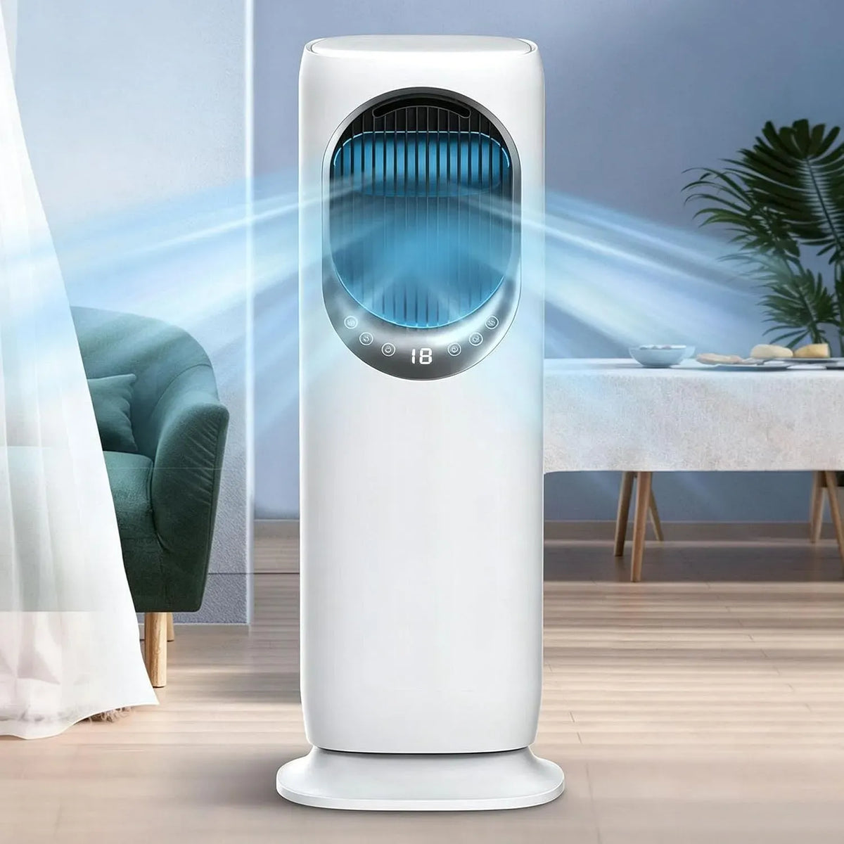 Climatiseur 4-en-1, portable, minuteur, oscillation, oscillation à 90°, 3 modes, minuterie 12 h