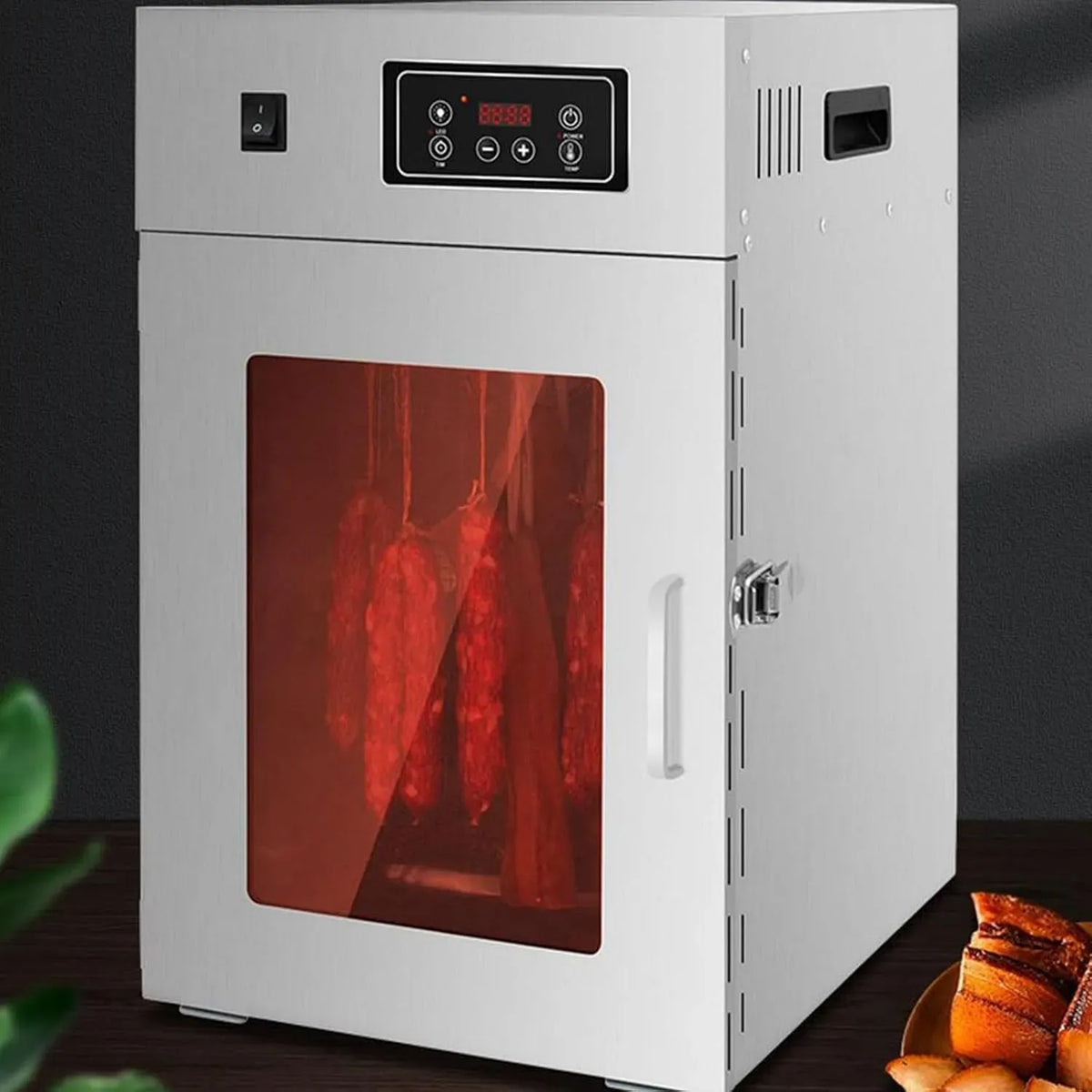 séchoir, déshydrateur alimentaire, 800 W, 60 dB, minuteur, 2 zones de température, acier inoxydable, pour aliments et herbes