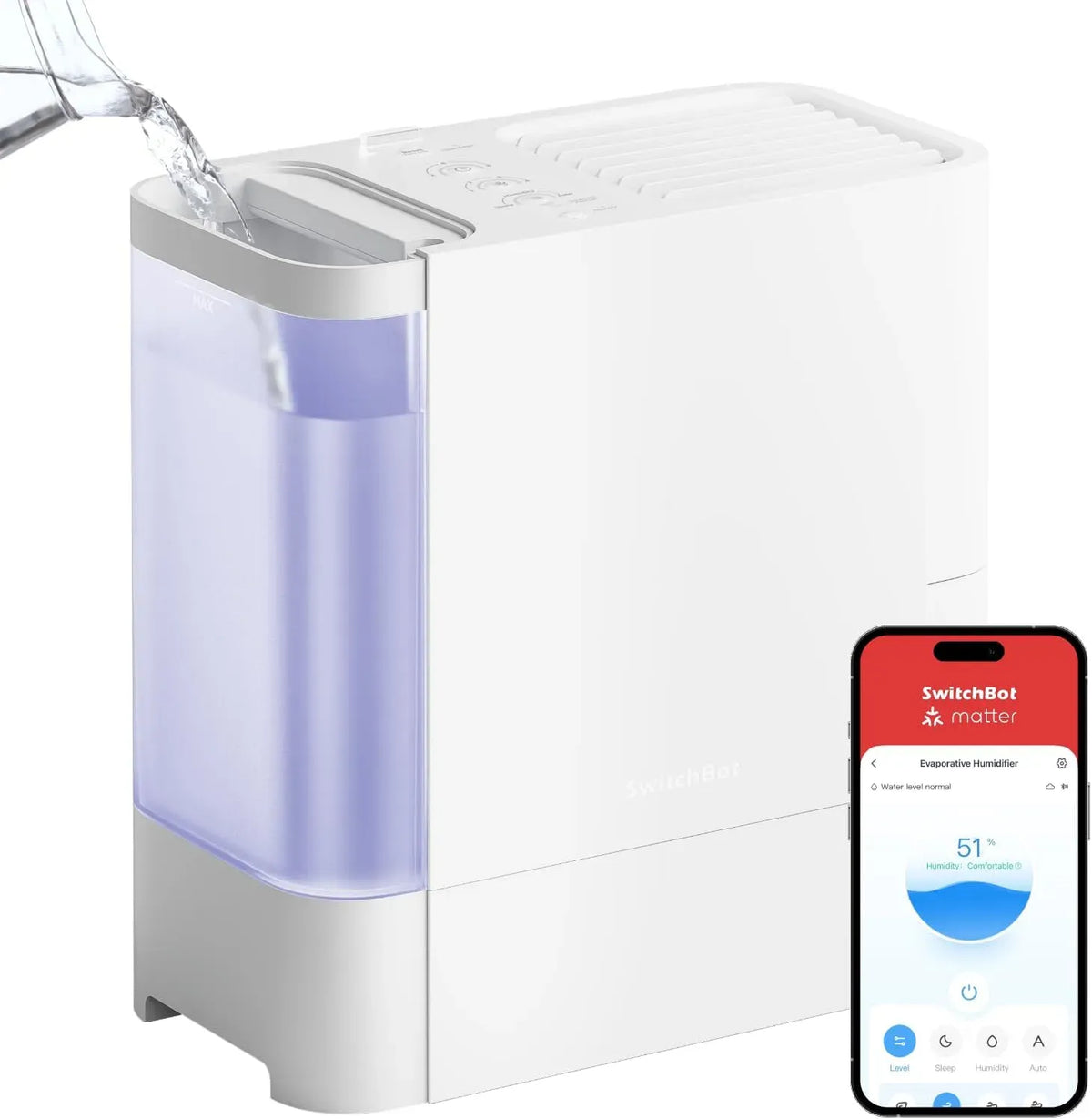Google Humidificateur, filtre, 4,5 L, 750 ml/h, grand réservoir, silencieux, Google Assistant, Alexa et Siri