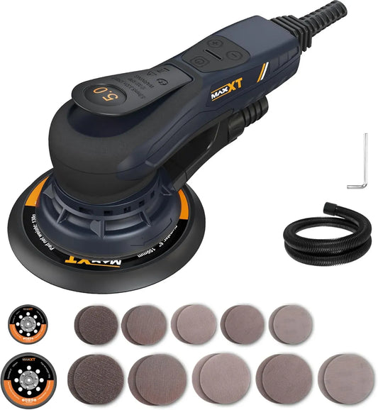 fixation à trois points, Meuleuse électrique sans balais 350 W, Ponceuse orbitale 5, 0 avec disques de 150 et 125 mm, 4000-10000 tr/min, 6 niveaux