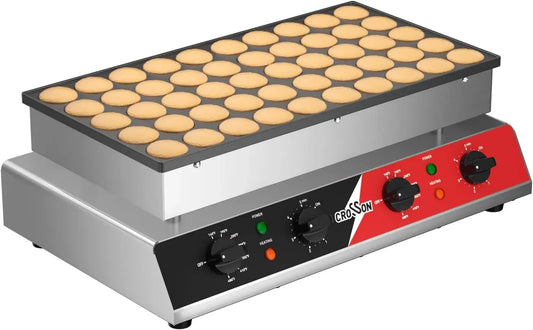 50PCs machine à mini crêpes, Appareil, 850 W, 43 mm, minuteur, professionnel, revêtement antiadhésif, acier inoxydable, pour Crêpes, CROSSON