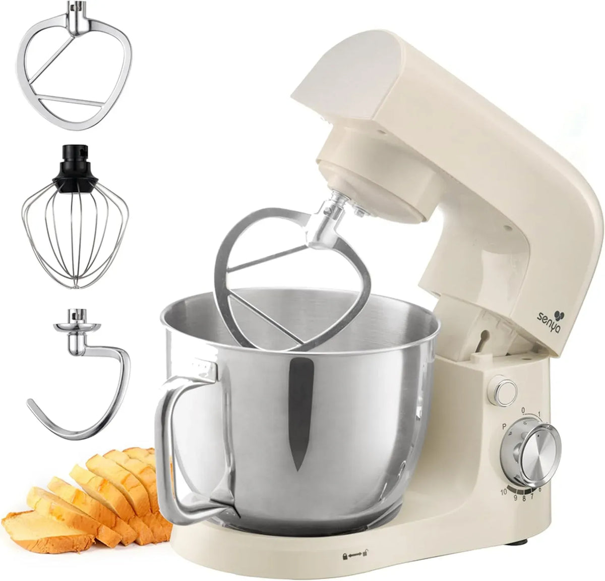 Robot, 5 L, 1500 W, acier inoxydable, 10 Vitesses, pour Gâteau, SENYA