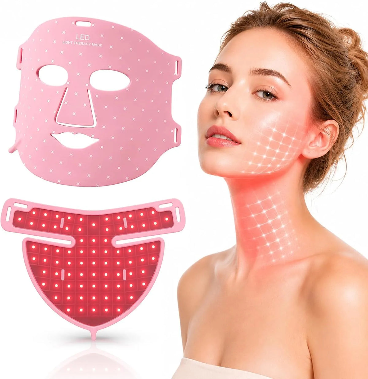 Anti-rides, Avorla Masque de beauté à lumière LED, Thérapie par lumière rouge, Photons