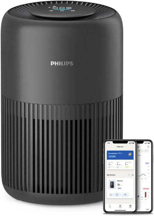 Philips CADR 250 AC0951/13 Purificateur d'air, 250 m³/h, dalle IPS, noir, Filtre HEPA NanoProtect + charbon actif, jusqu'à 65 m², App Air+, 20.5 dB