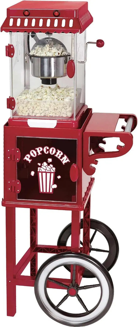 Machine à pop-corn, chariot, 1,15 m, Machine à pop-corn rétro XXL avec chariot de 1,15 m de haut