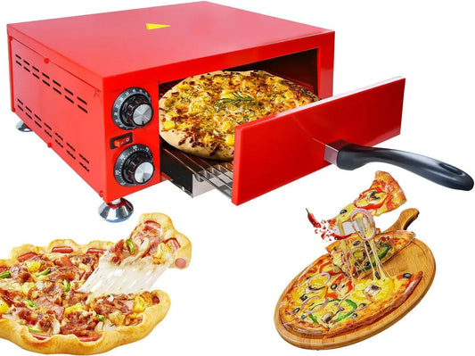 Four électrique à pizza, 12 pouces, minuteur, professionnel, 2 zones de température, acier inoxydable, Cuiseur à pizza commercial