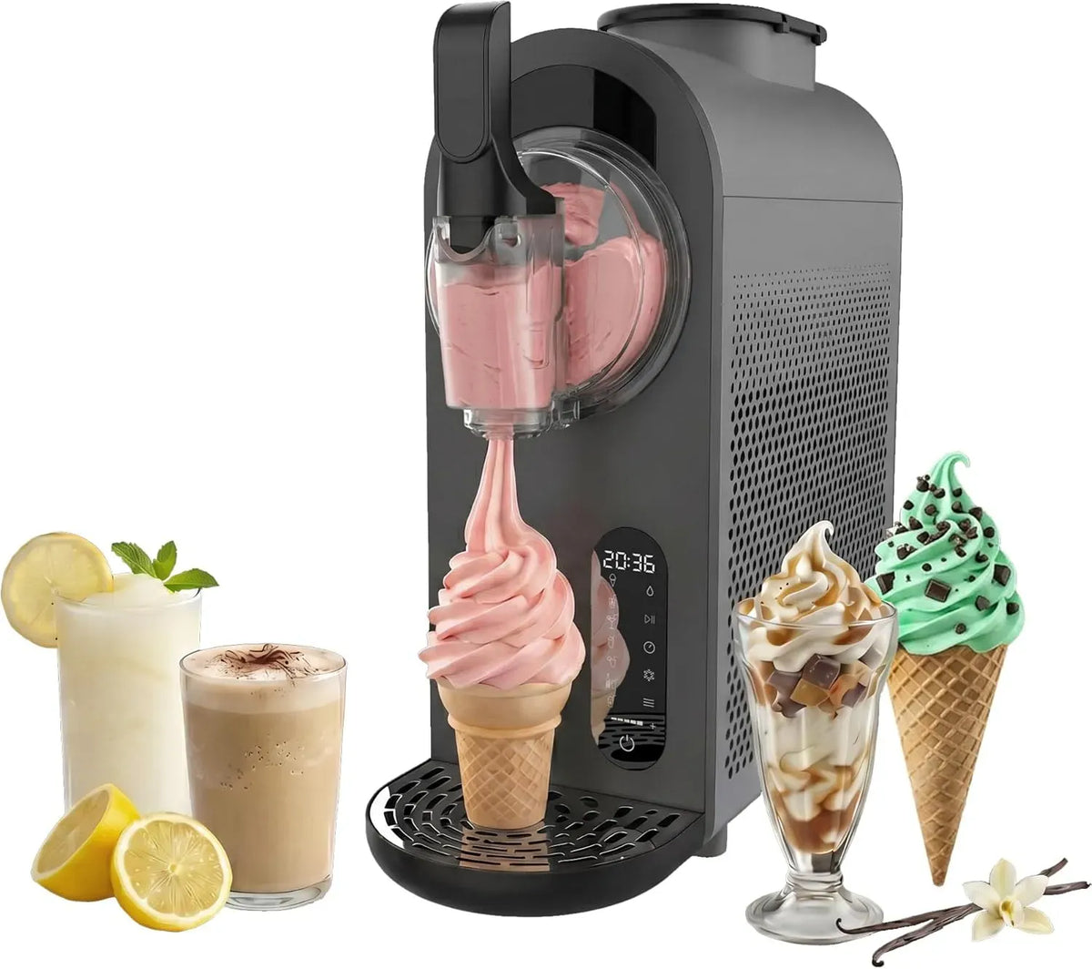 Cecotec Machine à Granités, machine à glace et sorbet, 1,5 L, 210 W, tactile, 9 Modes, bois, Maison à l'Instant