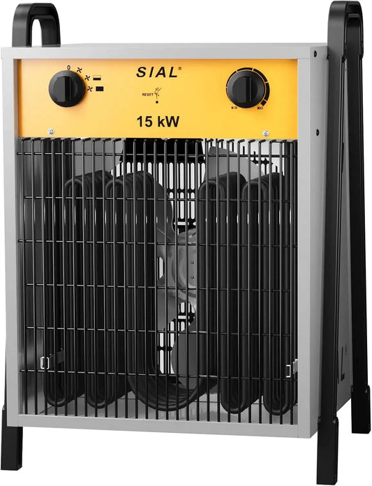 Radiateur électrique, 15 kW, 400 V, SIAL DA15 IP24-Puissant, thermostat, d'Appoint avec Thermostat