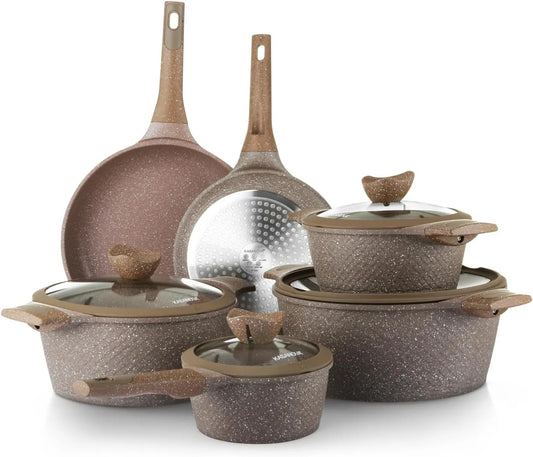 Ustensile de cuisson, KASANOVA, 10 pièces, ustensile de cuisine, Set de casseroles antiadhésives 0 Graisses