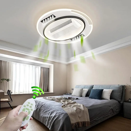 Ventilateur, 50 Cm, silencieux, blanc, ventilateur pour circulation d'air, Ventilateur De Plafond Rond sans Pales avec éclairage Intégré
