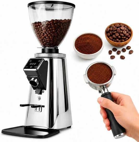 Moulin, Moteur, broyeur à grains de café, 350 W, 64 mm, 750 g, tactile, professionnel, argenté