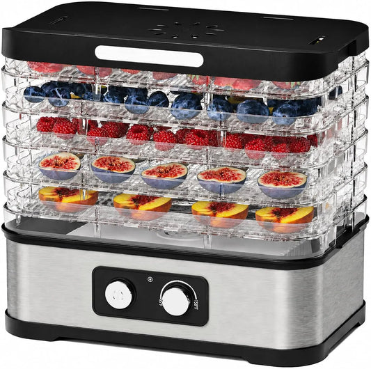 passe au, pour Jerky, Déshydrateur automatique en acier inoxydable 250 W avec 5 plateaux réglables en hauteur et bouton rotatif, 35-70 °C, Biltong