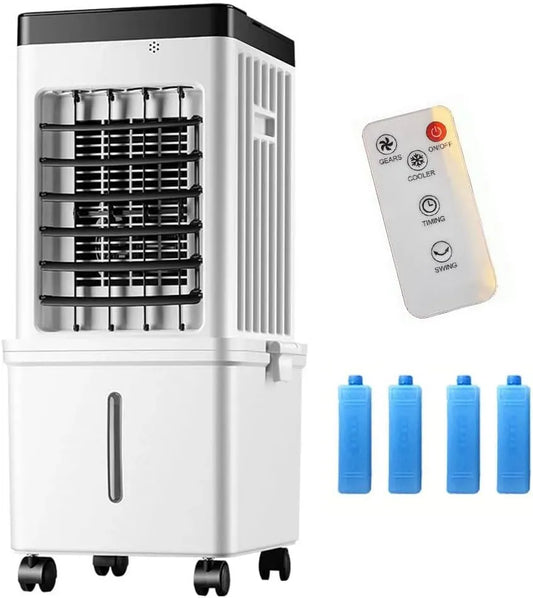 Climatiseur 7.5H, 15 L, minuteur, 3 vitesses, oscillation, Rafraîchisseur d'air mobile 15L, Oscillation 90º, 4 Refroidisseurs Inclus