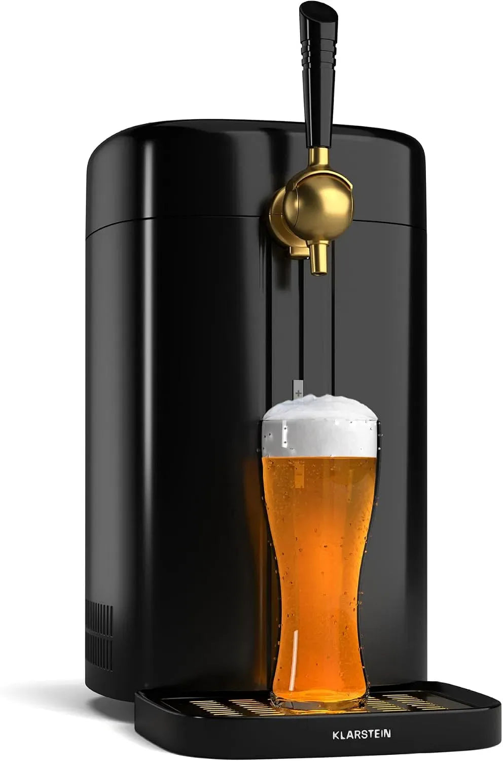 Klarstein Évier de cuisine, 5 L, 3 à 12 °C, noir, Système de Pression CO₂, Refroidissement Thermoélectrique 3-12°C, Fûts 5L