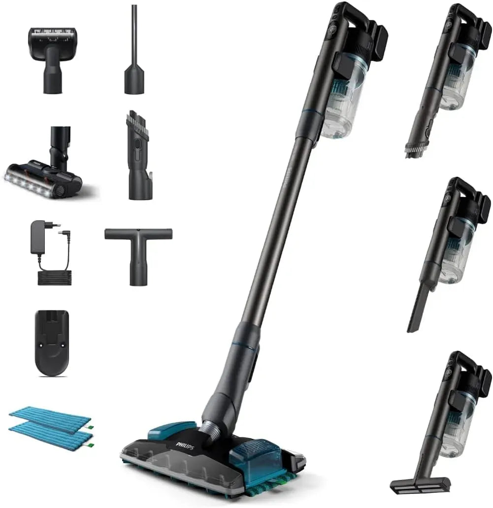 Philips 6en1 XC8055/01 Aspirateur, dalle IPS, 80 mins, PowerCyclone 12, LED