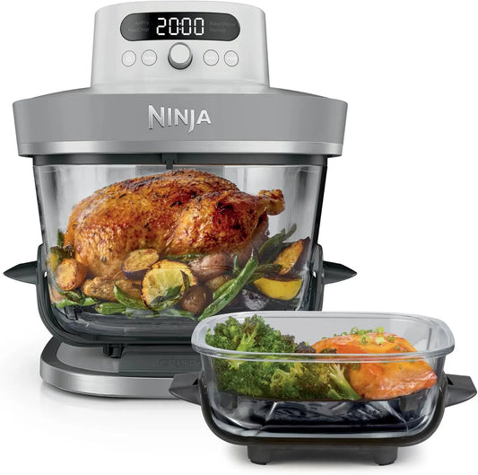 Ninja AS090EUWH CRISPi PRO XL, 5 modes de cuisson prédéfinis, Friteuse sans huile en verre, avec contenants en verre CleanCrisp de 5,7 l et 2,3 l