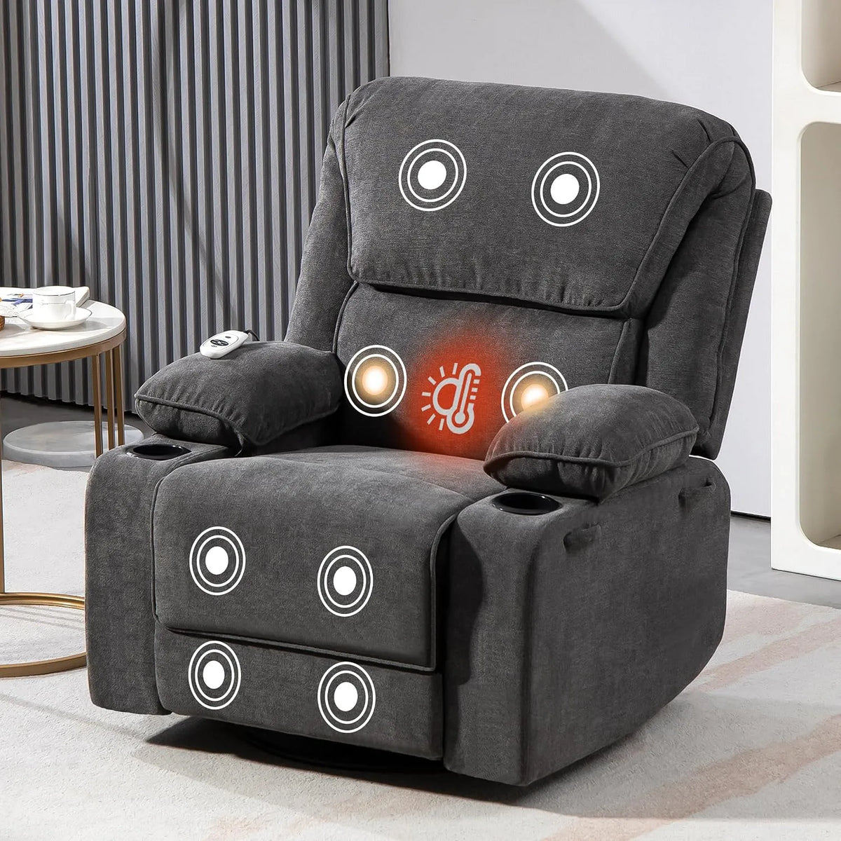 Fauteuil, Chaise, fonction chauffante, Pivotement à 360