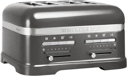 KitchenAid Grille-pain, décongélation, gris, 7 niveaus de brunnage et fonction décongélation, 4 Large fentes