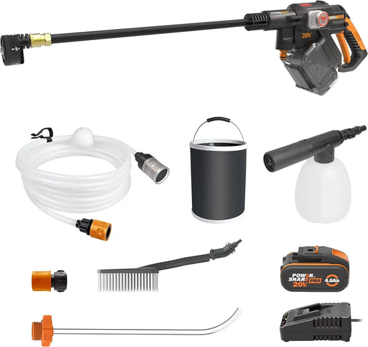 Nettoyeur haute pression, 20 V, WORX WG633E.1, batterie 4 Ah et chargeur inclus, Pression 56 bars, débit 220 l/h