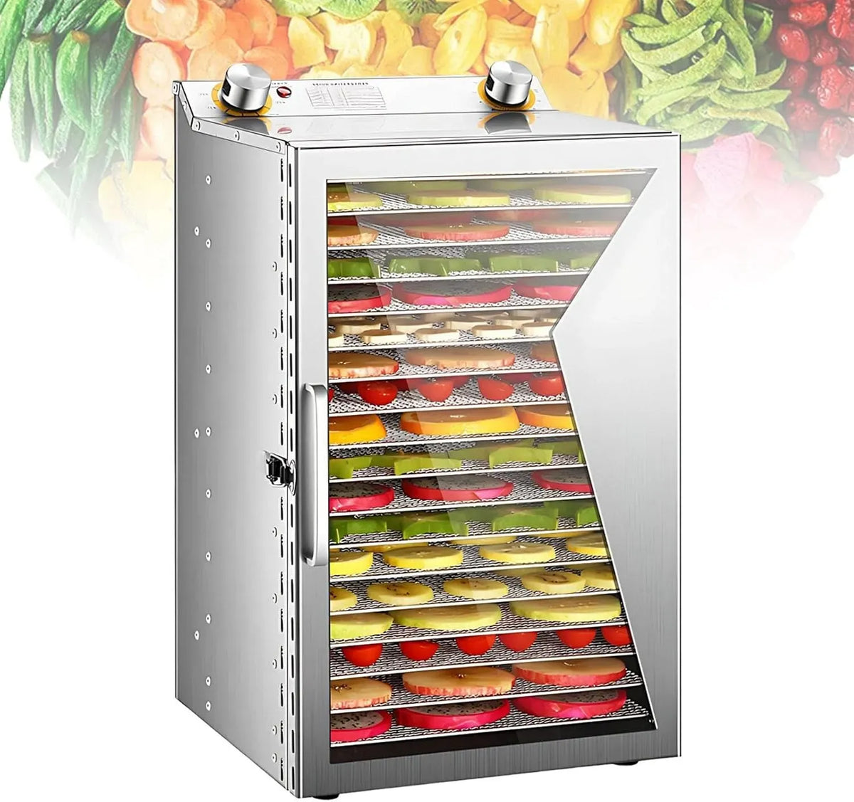 18lavers Plateaux Inox, Déshydrateur Commercial, 8/12/18 Plateaux, Circulation D'air Chaud 360°, Déshydrateur Alimentaire, Minuteur Intelligent