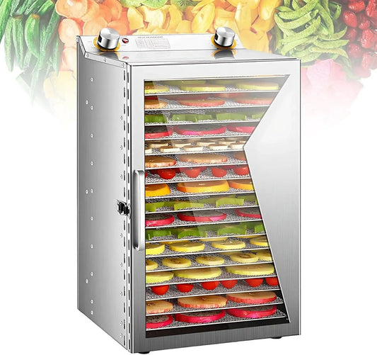 18lavers Plateaux Inox, Déshydrateur Commercial, 8/12/18 Plateaux, Circulation D'air Chaud 360°, Déshydrateur Alimentaire, Minuteur Intelligent