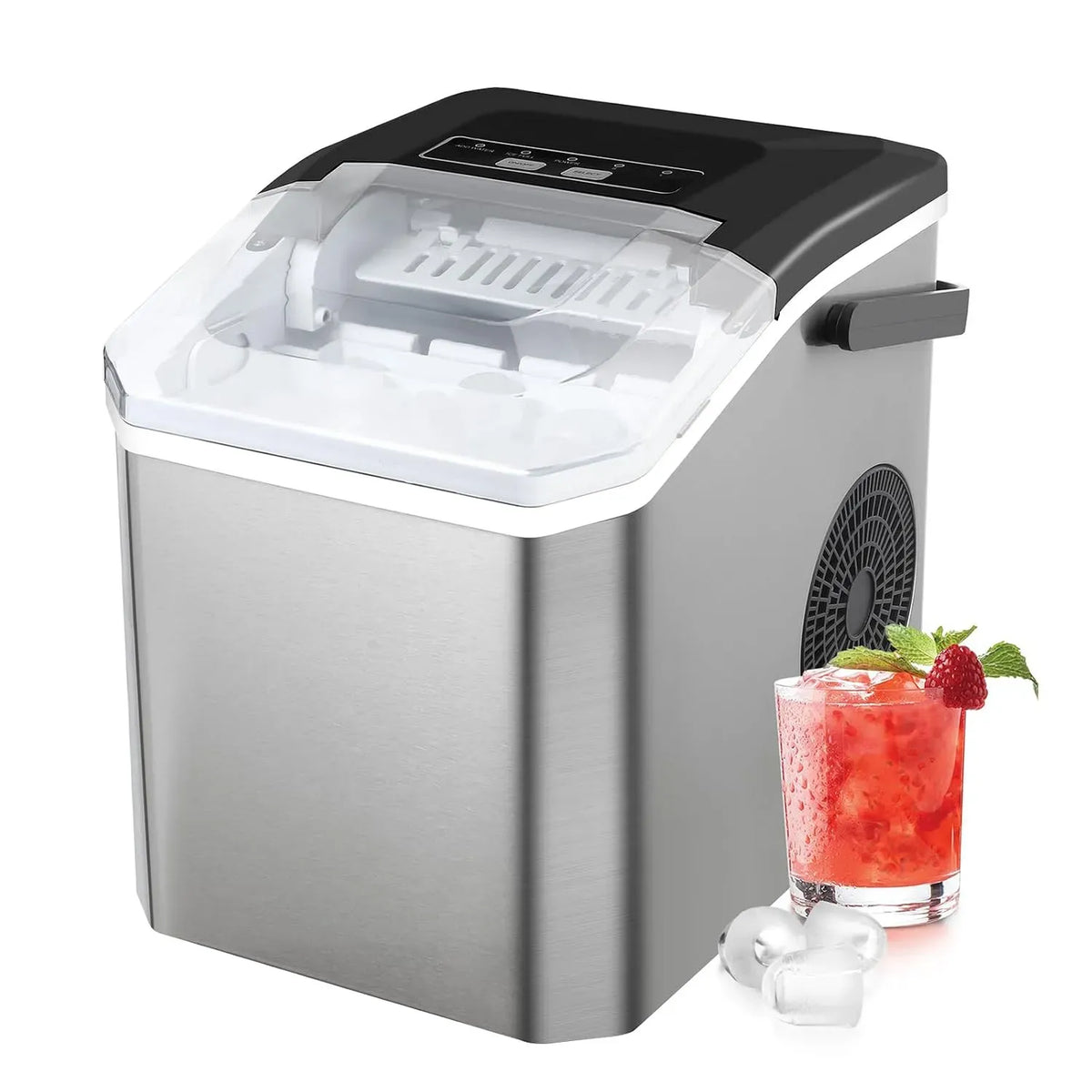 Machine à glaçons 14kg/24h, portable, 4K UHD, camping, argenté, Portable Ice Maker pour Maison/Bureau/Cuisine/Camping/Bar, 2 Tailles Glaçons