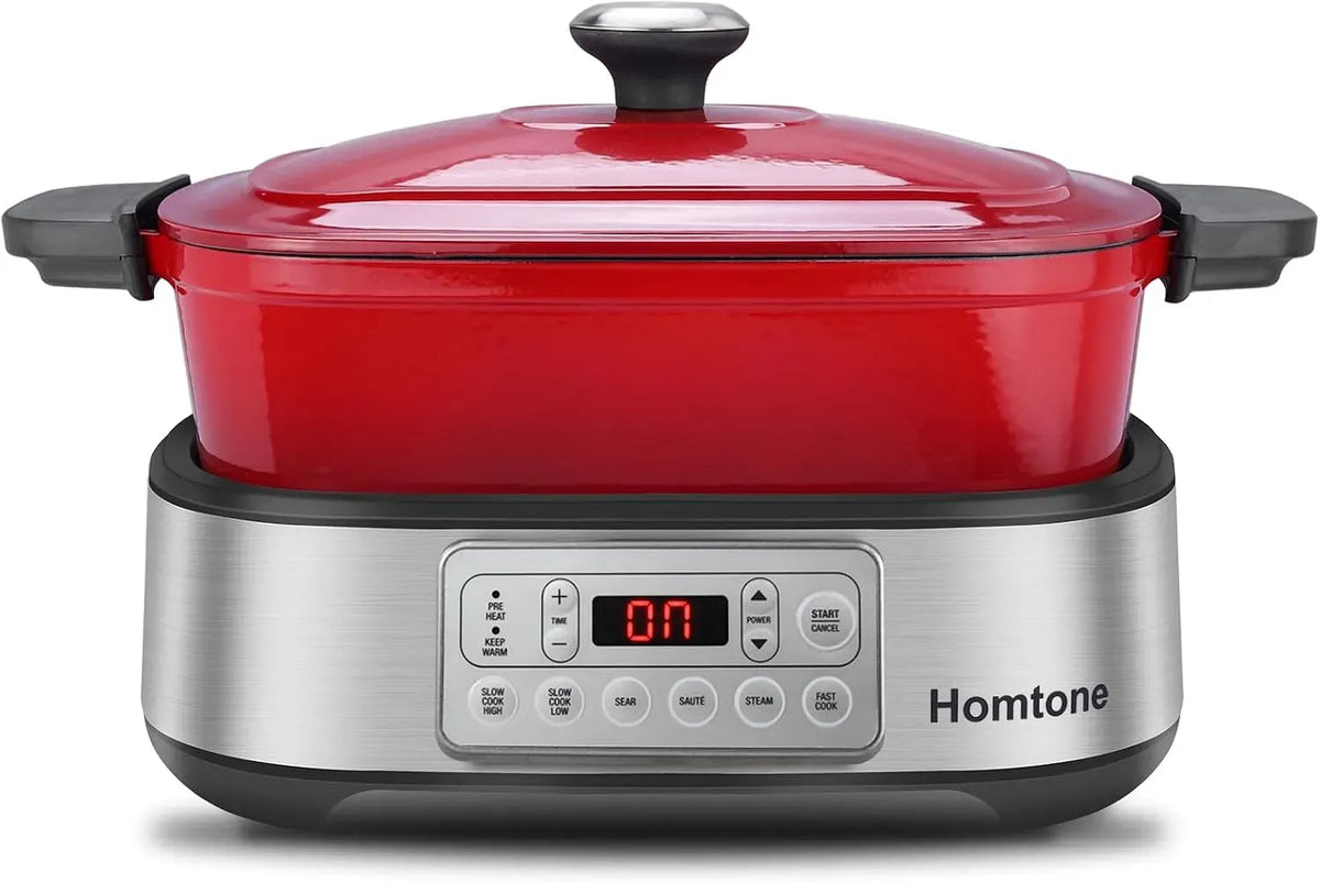 6-en-1 Multicuiseur, cuiseur multifonction électrique, multicuiseur électrique, 5,5 L, vapeur, amovible, pour Cuisson Lente, Homtone