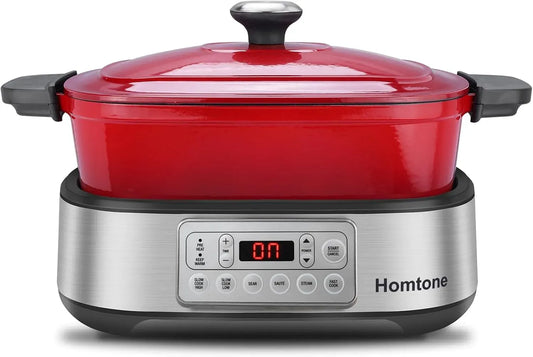 6-en-1 Multicuiseur, cuiseur multifonction électrique, multicuiseur électrique, 5,5 L, vapeur, amovible, pour Cuisson Lente, Homtone