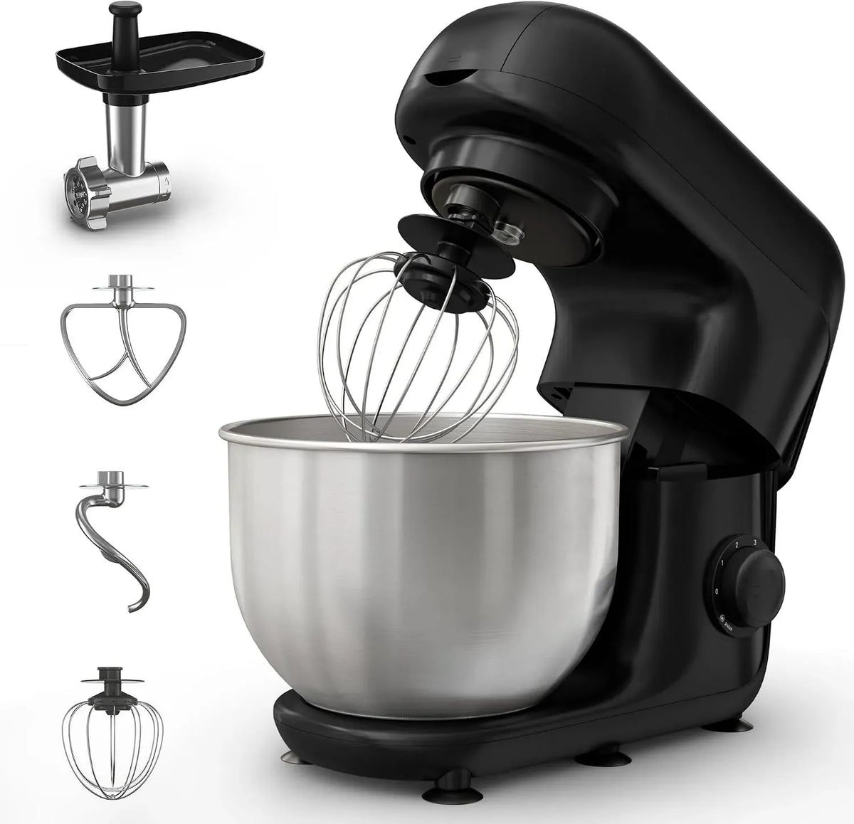 Moulinex Robot, 4.8 L, pâtisserie, acier inoxydable, noir, pour familles