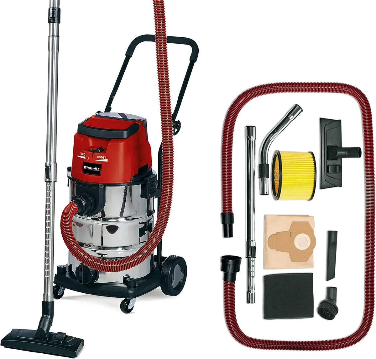 Einhell VC 36 Aspirateur, 30 L, 36 V, 150 mbar, flexible 2,5 m, 2 modes d'aspiration, PXC