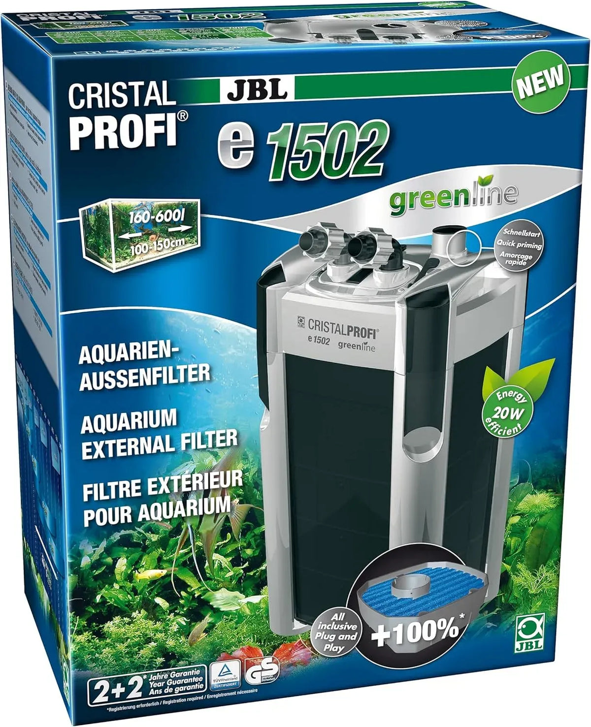 E1502 Filtre, extérieur, pour Aquarium, JBL, CristalProfi Greenline