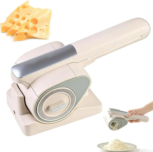 Râpe à fromage électrique sans fil, tranchage rapide, Trancheuse rotative automatique avec 2 tambours rotatifs, autonomie de 2 kg, broyage, fruits et
