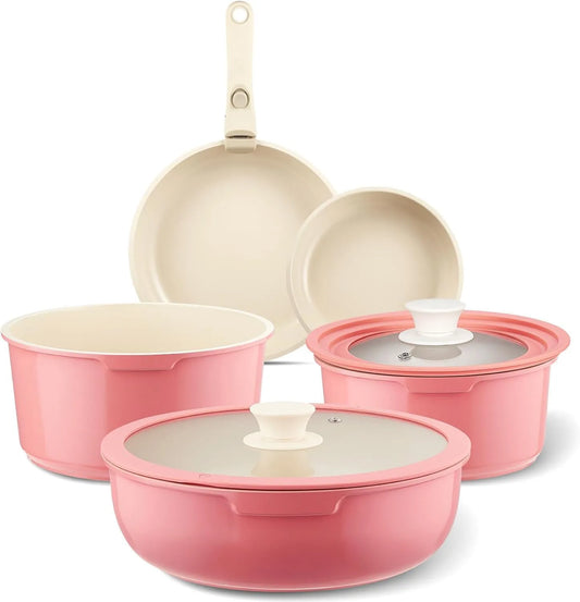 Ustensile de cuisson, IKTU, camping, amovible, sans PFAS ni PFOA et PTFE, 8 pièces avec poignée amovible, pour camping-car