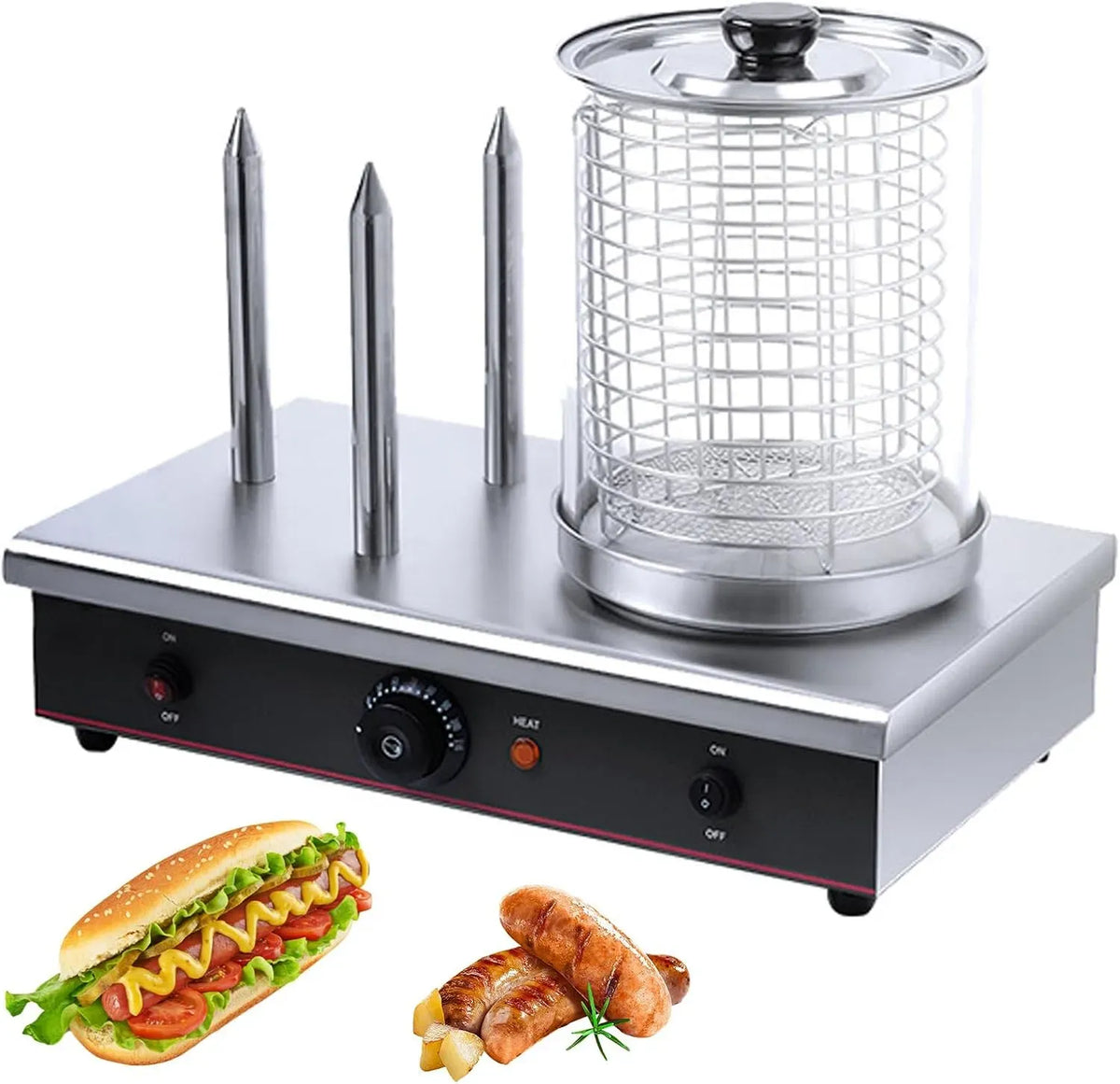 Machine À Hot-Dogs, Cuiseur, machine à café électrique, 700 W, vapeur, professionnel, acier inoxydable, fonction chauffante, pour Hot-Dogs
