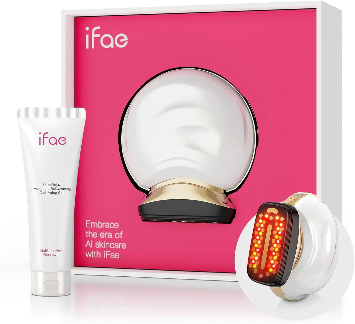 masseur, portable, pour le visage, Appareil, Appareil de massage facial à micro-courant : iFae 3 en 1 Thérapie par lumière pour le visage