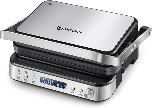 2000W-Argent SandwichMaker, gaufrier électrique, 2000 W, gril, dimensions personnalisables, amovible, AMZCHEF