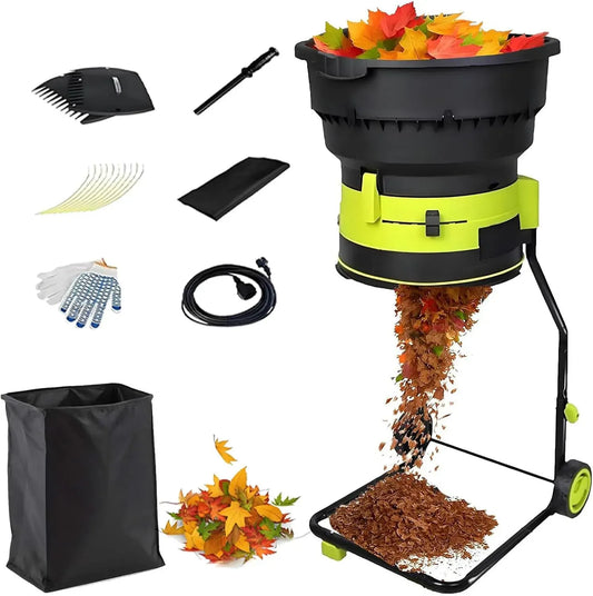 60M Broyeur de Feuilles électrique, pour broyeur de Feuilles de Jardin, broyeur à Compost, diamètre de trémie de 54 cm pour Le Nettoyage du Jardin