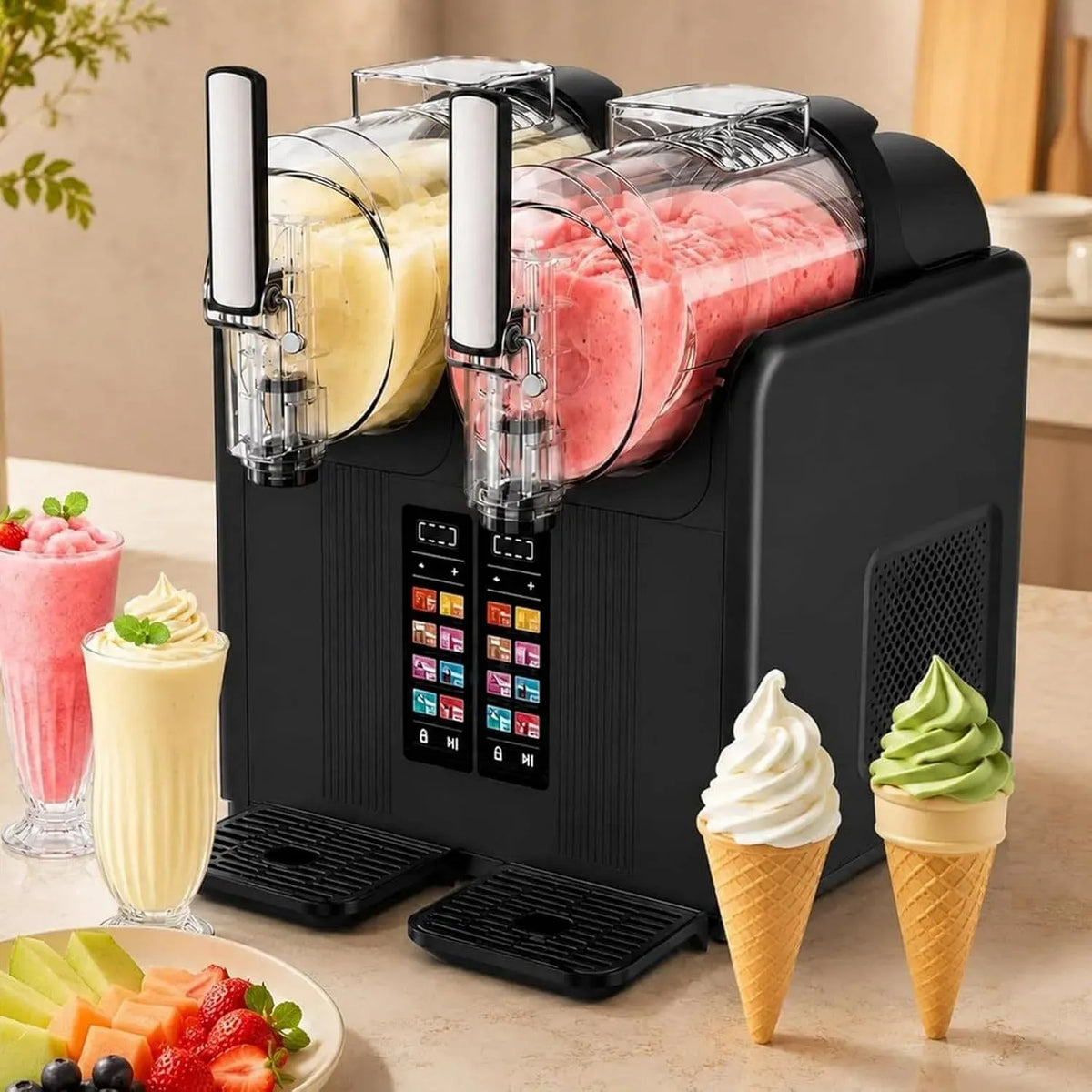 Machine à Granita, machine à granité, 2 L, verrouillage, surface texturée