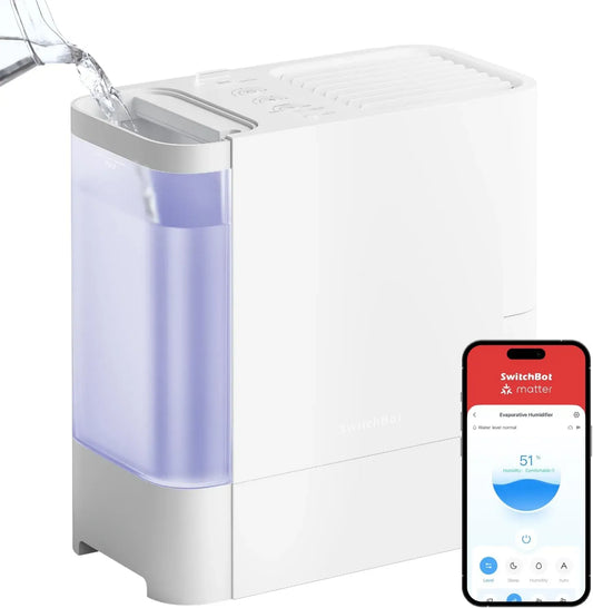 Google Humidificateur, filtre, 4,5 L, 750 ml/h, grand réservoir, silencieux, Google Assistant, Alexa et Siri