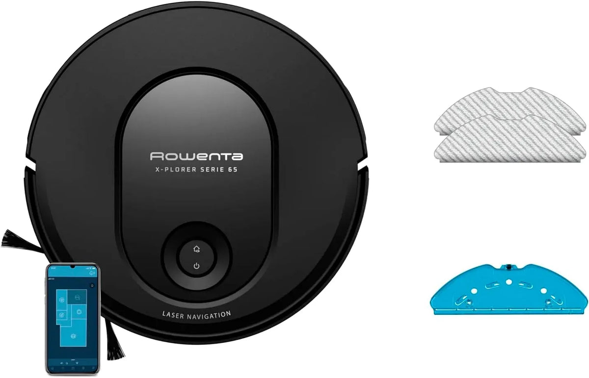 Rowenta Serie 65 168min Robot aspirateur, noir, Compatible tapis 18mm, Design ultra fin 7, Autonomie, 7.8 cm